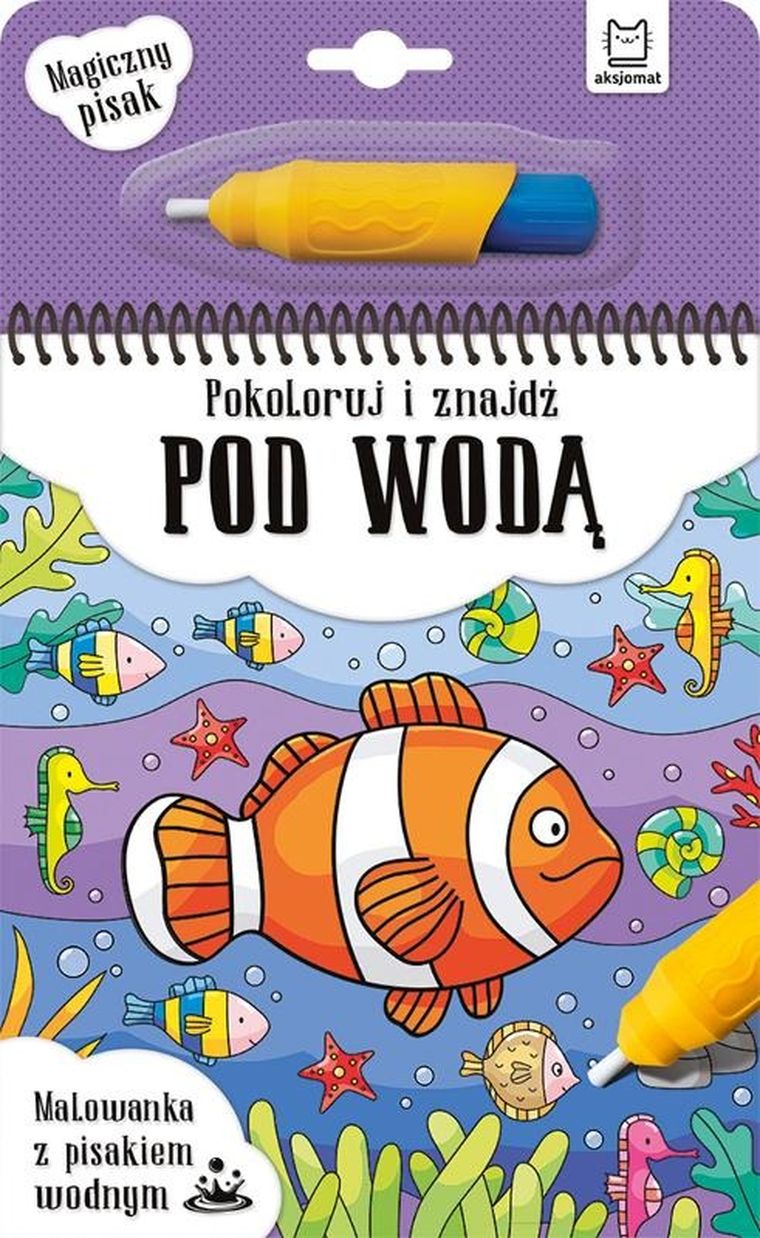 Pokoloruj i znajdź. Pod wodą. Malowanka z pisakiem wodnym