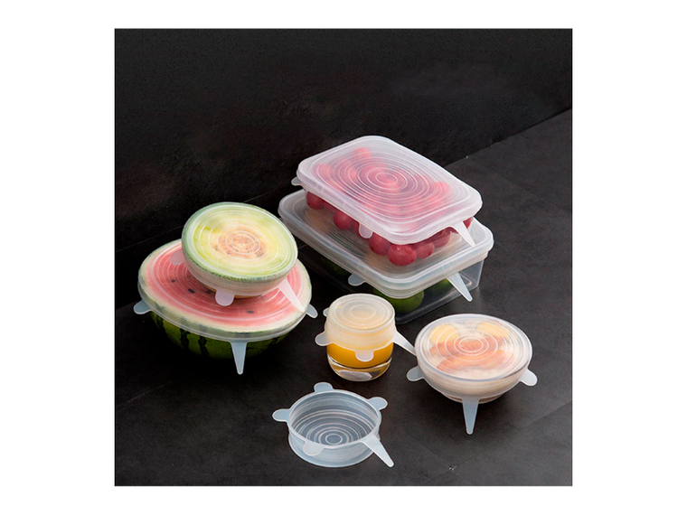 Pokrywki silikonowe do żywności, białe, 6 szt.