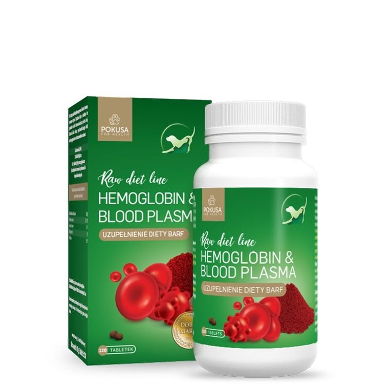 Pokusa, Raw Diet Line Hemoglobin & Blood plasma, suplement dla psa i kota, 120 szt.