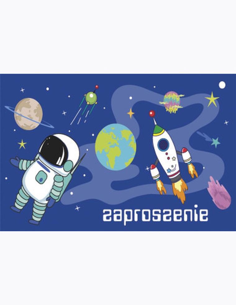 Pol-Mak, zaproszenie, 16-9,5 cm, Urodziny, kosmos, 10 szt.