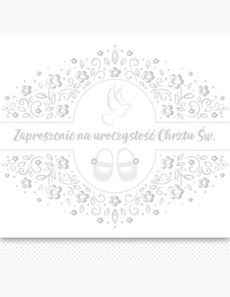 Pol-Mak, zaproszenie kwadrat, 12-12 cm, Chrzest, srebrne, 10 szt.