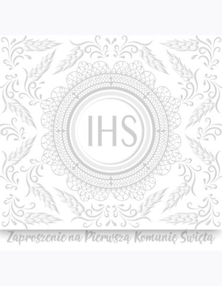 Pol-Mak, zaproszenie kwadrat, 12-12 cm, Komunia, srebrne, 10 szt.