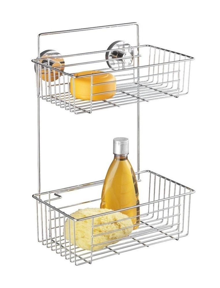 Półka łazienkowa, Bari, pod prysznic, vacuum-loc, 2 poziomy