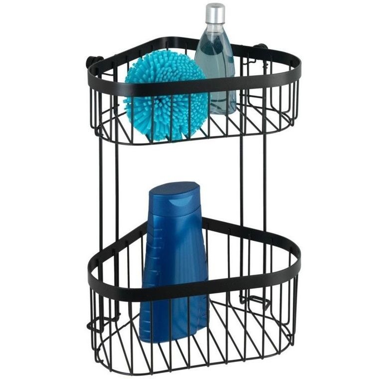 Półka narożna, dwupoziomowa, classic plus, czarny