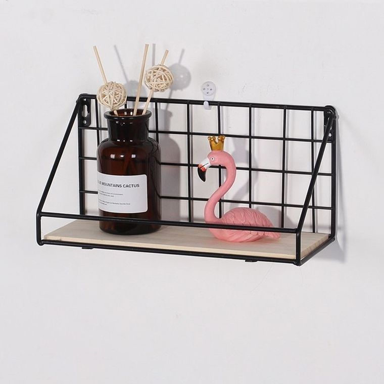 Półka ścienna z drążkiem, styl Loft, czarna, 29,5 cm