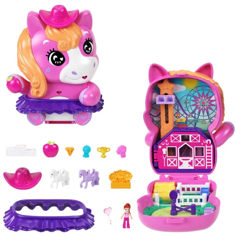 Polly Pocket, Kucykowe rodeo, zestaw kompaktowy z figurką i akcesoriami