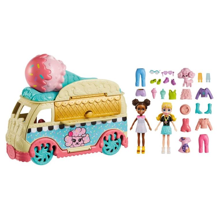 Polly Pocket, Modna mobilna lodziarnia, zestaw z laleczkami i akcesoriami