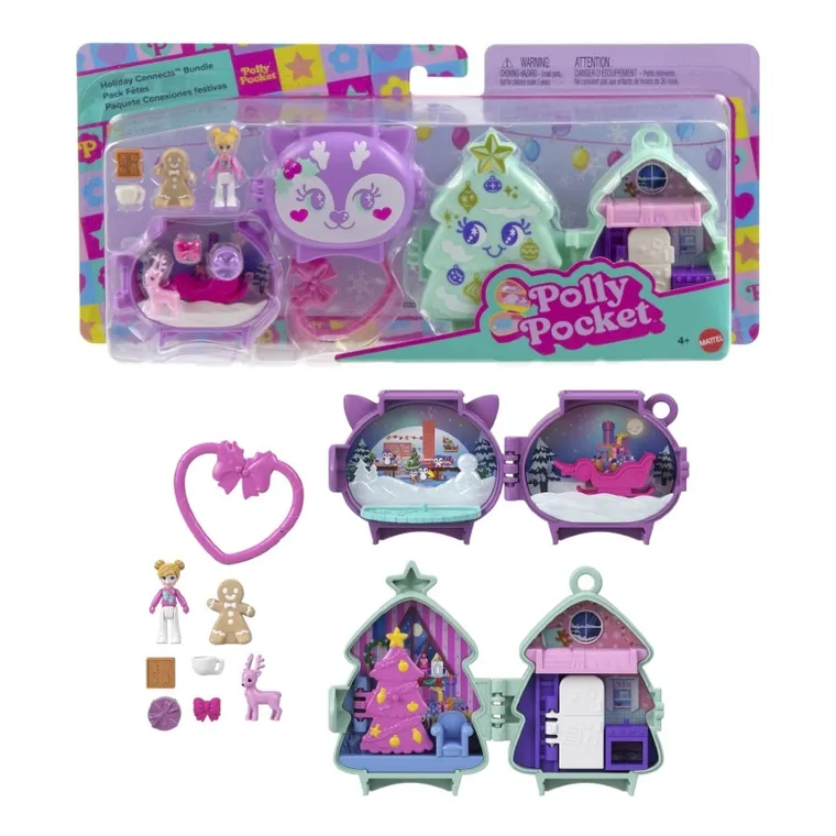 Polly Pocket, Świąteczny zestaw kompaktowy, zestaw z laleczką i akcesoriami