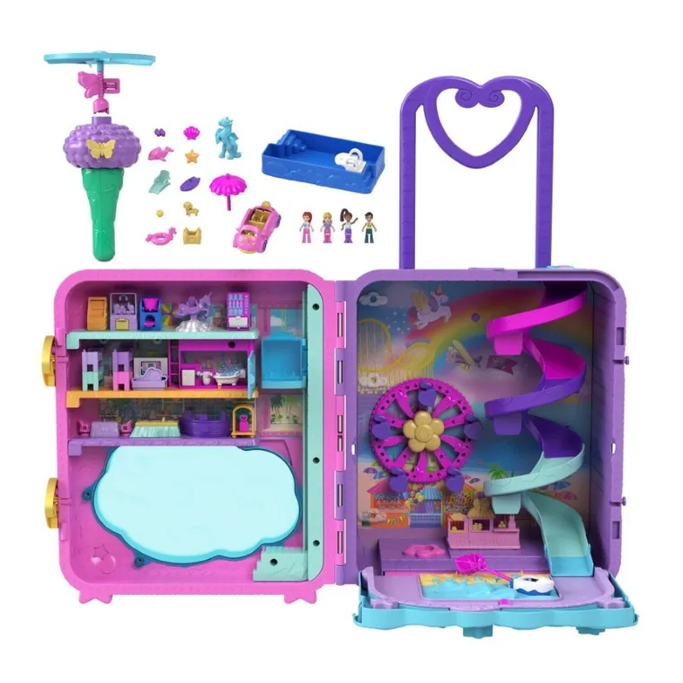 Polly Pocket, Wakacyjny kurort, zestaw do zabawy w walizce, figurki i akcesoria