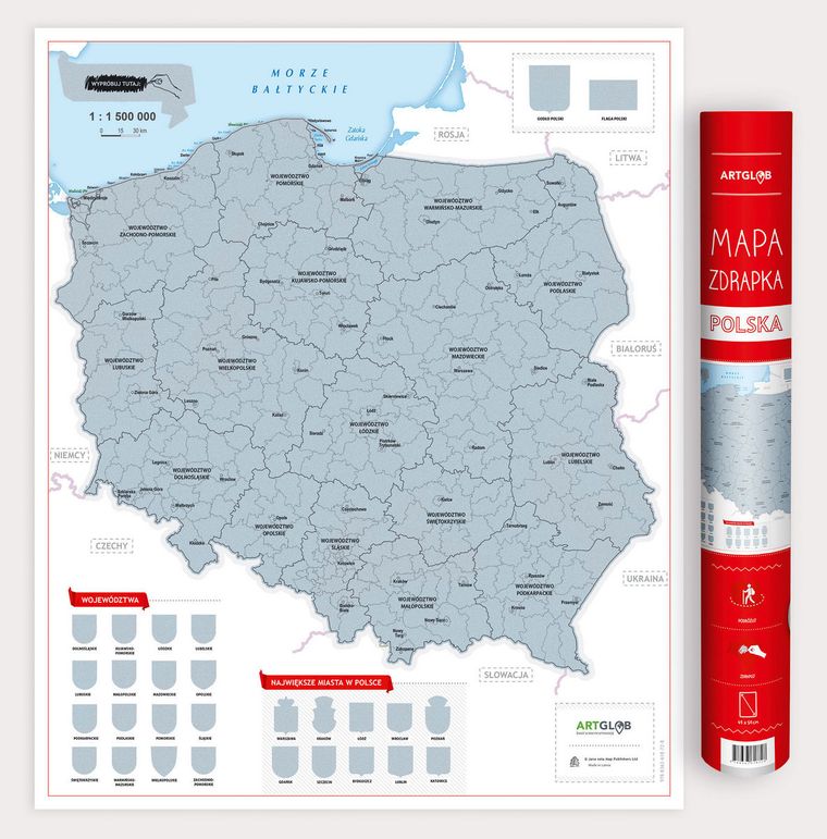 Polska. Mapa zdrapka 1:1 500 000