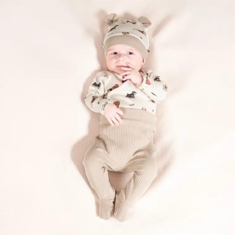 Półśpiochy niemowlęce, prążkowane, beżowe, Nicol