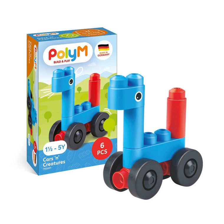 PolyM, Auta i Zwierzaki, klocki konstrukcyjne, 6 elementów