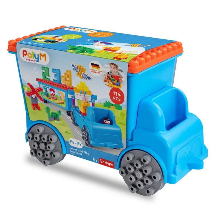 PolyM, Licz i baw się, Laweta, klocki konstrukcyjne w aucie, 114 elementów