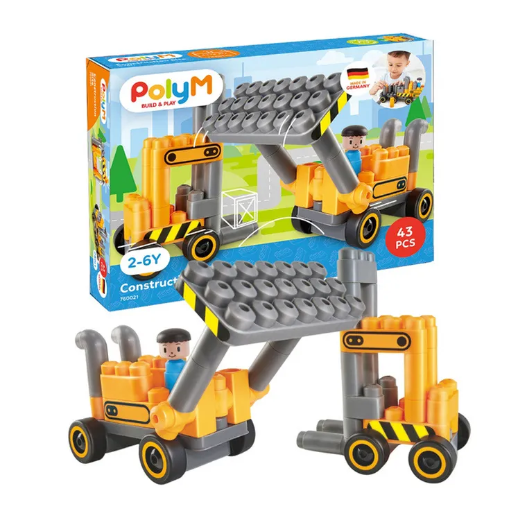 PolyM, Plac budowy, klocki konstrukcyjne, 43 elementów