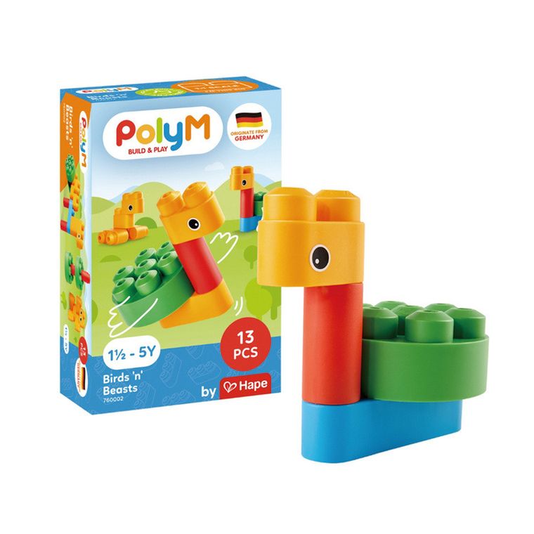 PolyM, Ptaki i zwierzęta, klocki konstrukcyjne, 13 elementów