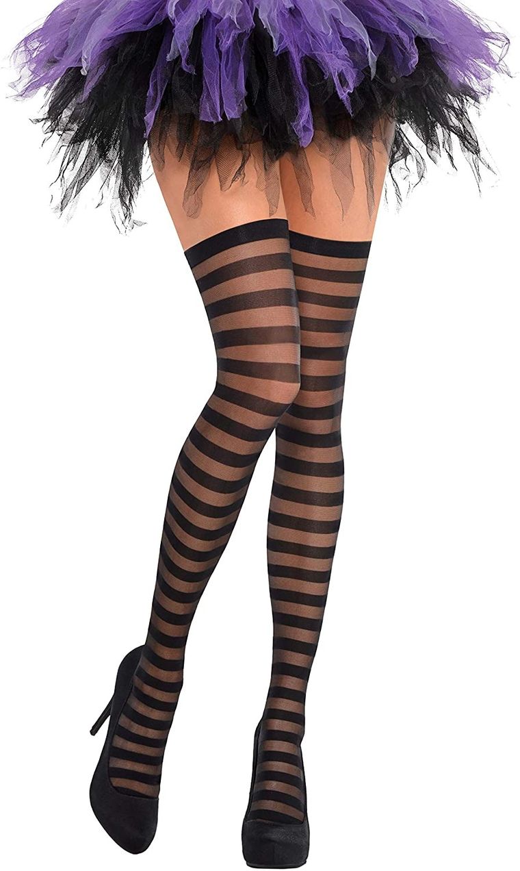 Pończochy, czarne w paski