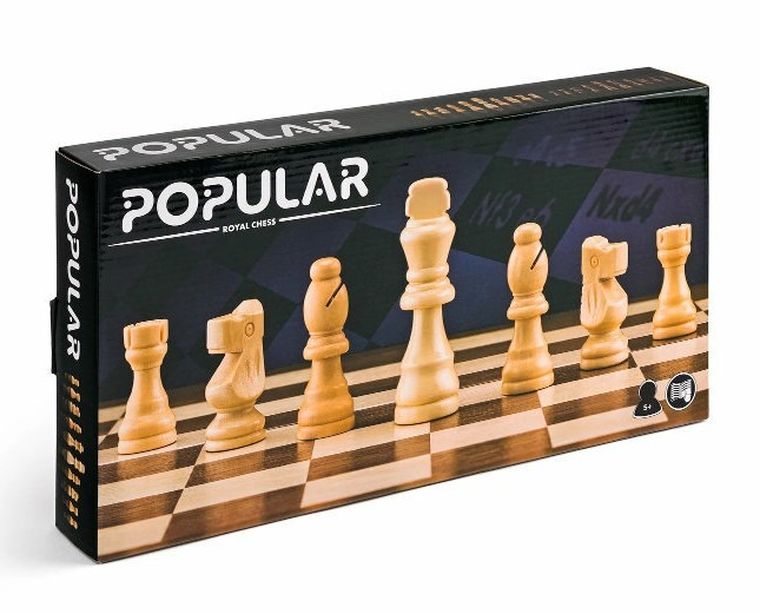Popular, royal chess, szachy drewniane, gra logiczna
