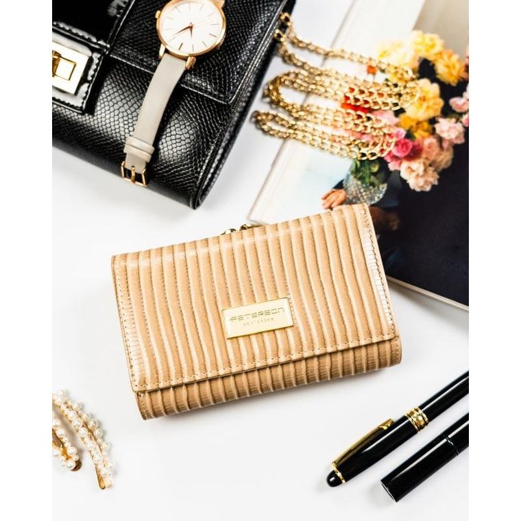 Portfel, beżowy, skóra ekologiczna, Peterson