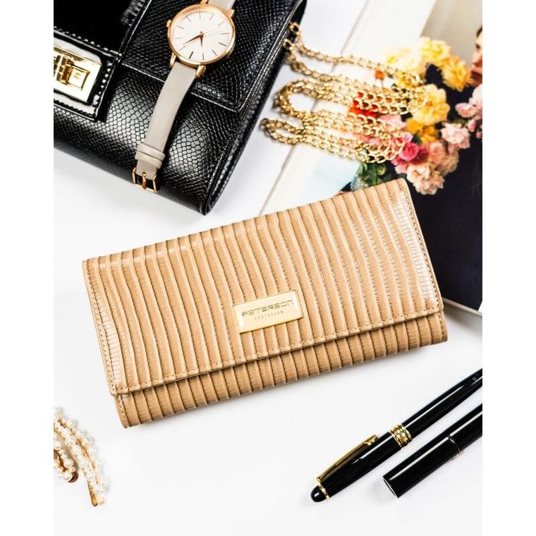 Portfel, beżowy, skóra ekologiczna, Peterson