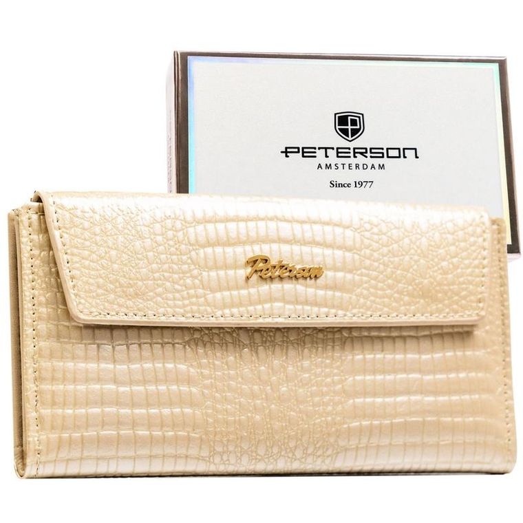Portfel, beżowy, skóra ekologiczna, Peterson