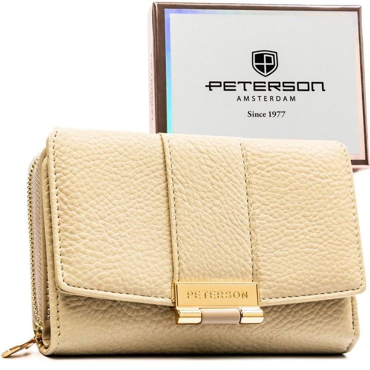 Portfel, beżowy, skóra ekologiczna, Peterson
