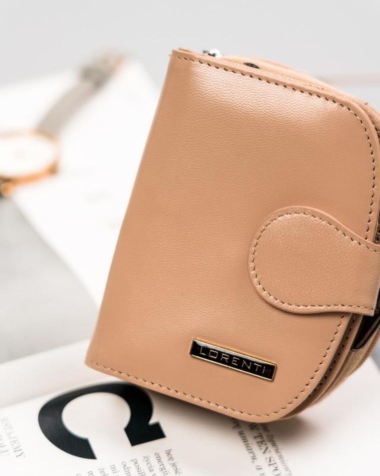 Portfel, beżowy, skórzany, Lorenti