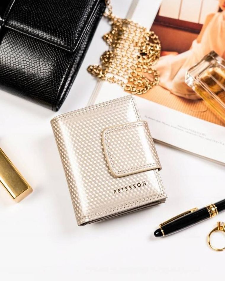 Portfel, beżowy, skórzany, Peterson