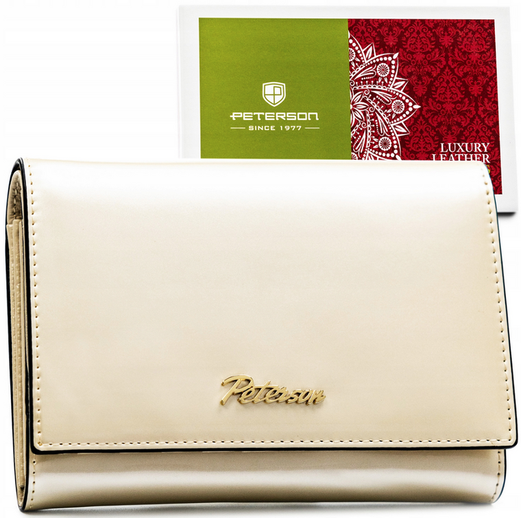 Portfel, beżowy, skórzany, Peterson