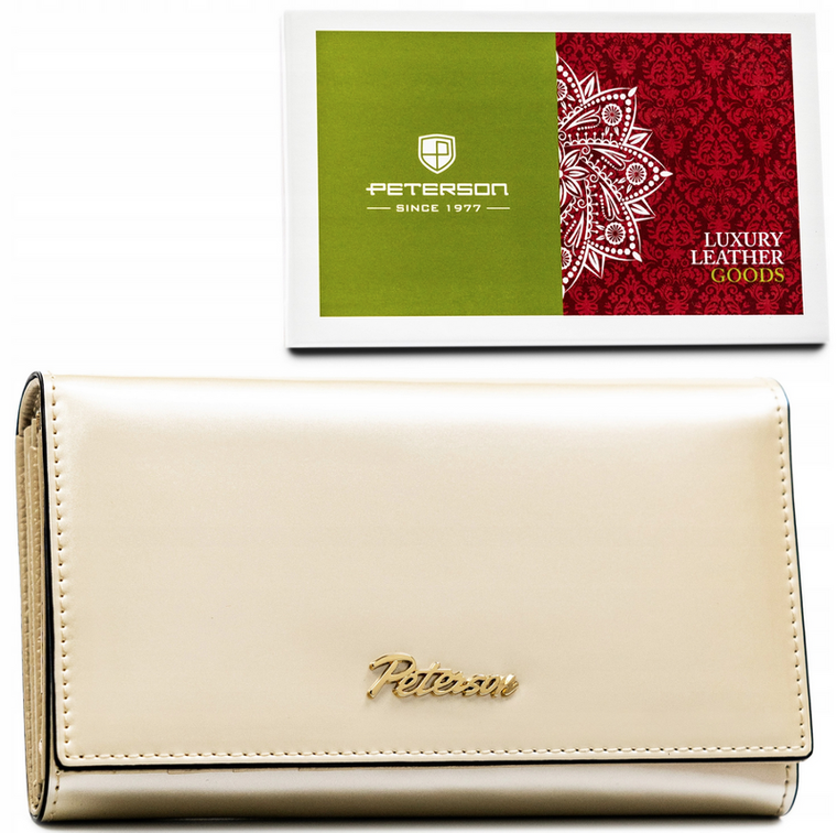 Portfel, beżowy, skórzany, Peterson