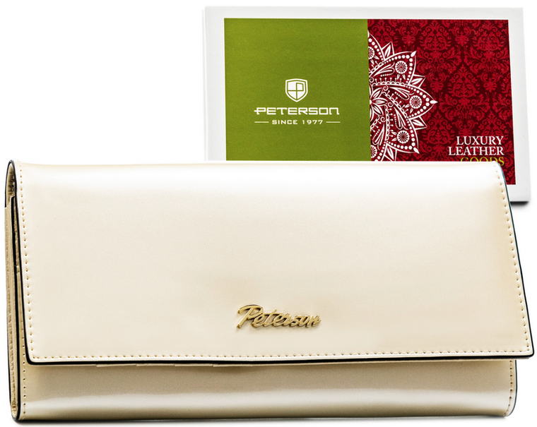 Portfel, beżowy, skórzany, Peterson