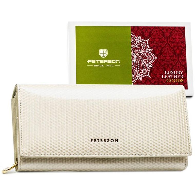 Portfel, beżowy, skórzany, Peterson