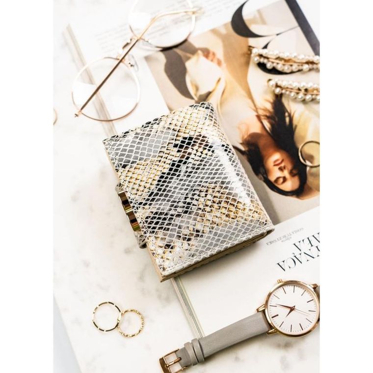 Portfel, beżowy, skórzany, Peterson