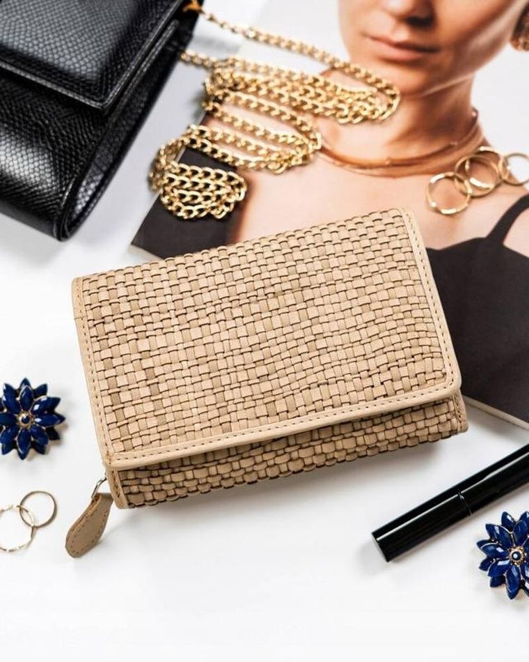 Portfel, beżowy, skórzany, RFID, Rovicky