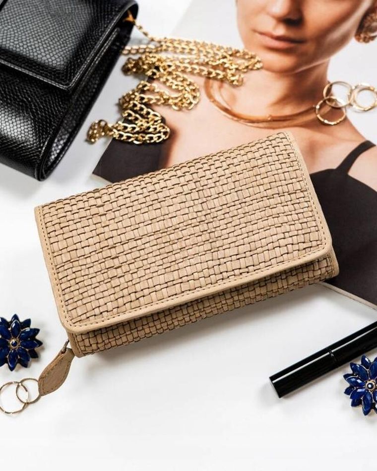 Portfel, beżowy, skórzany, RFID, Rovicky