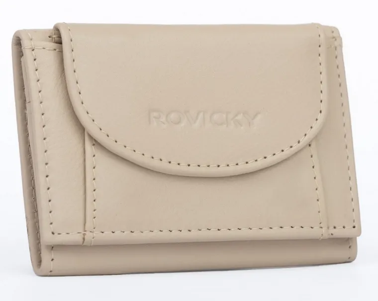 Portfel, beżowy, skórzany, Rovicky