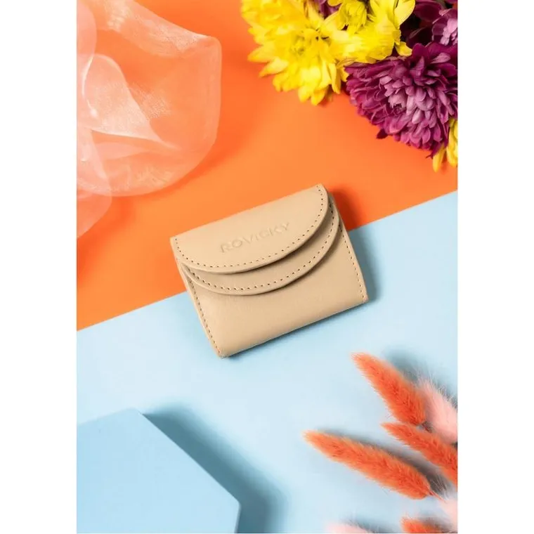 Portfel, beżowy, skórzany, Rovicky