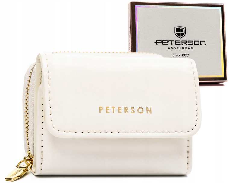Portfel, biały, skóra ekologiczna, Peterson