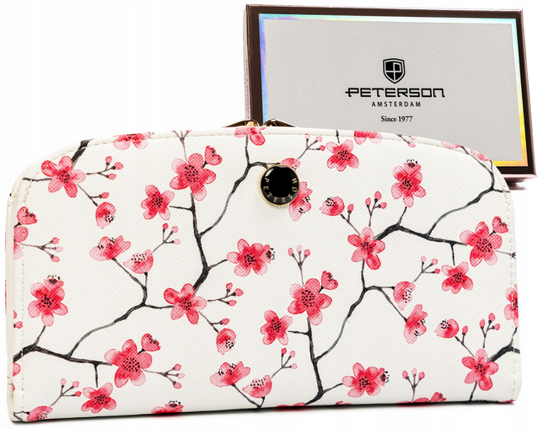 Portfel, biały, skóra ekologiczna, RFID, Peterson