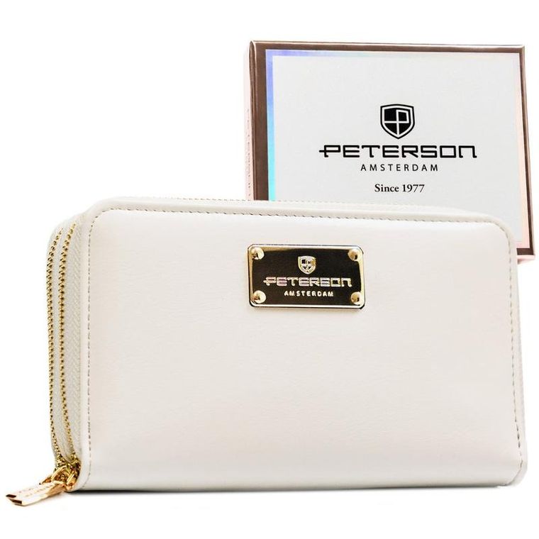 Portfel, biały, skóra ekologiczna, RFID, Peterson
