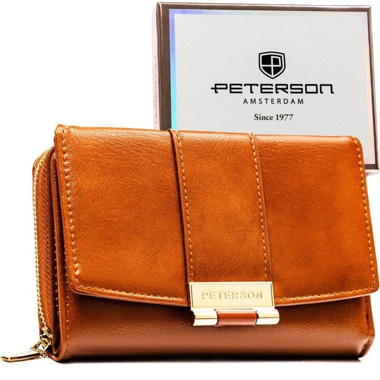 Portfel, brązowy, skóra ekologiczna, Peterson