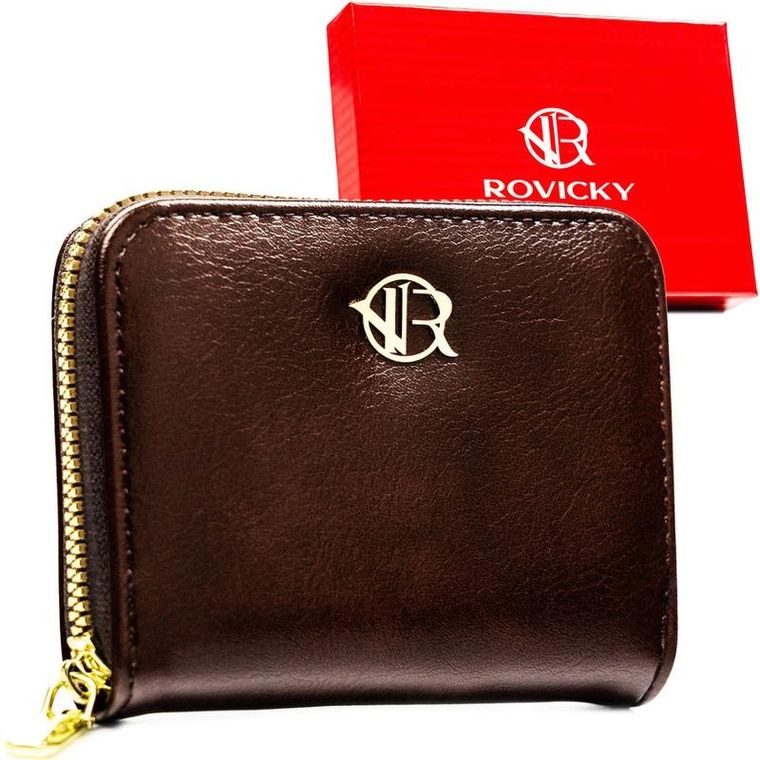 Portfel, brązowy, skóra ekologiczna, Rovicky