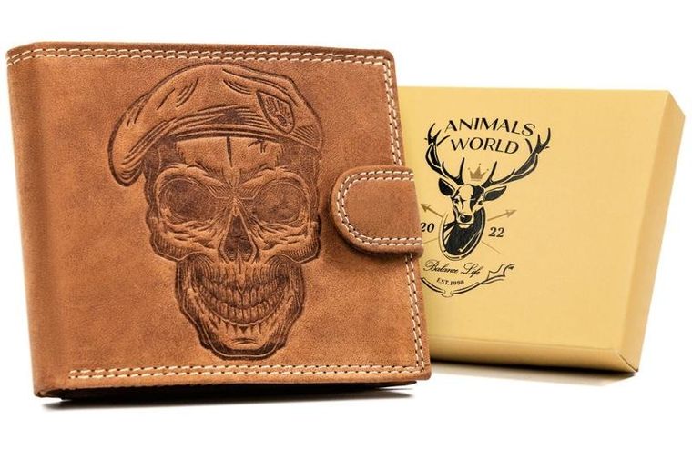 Portfel, brązowy, skórzany, Always Wild