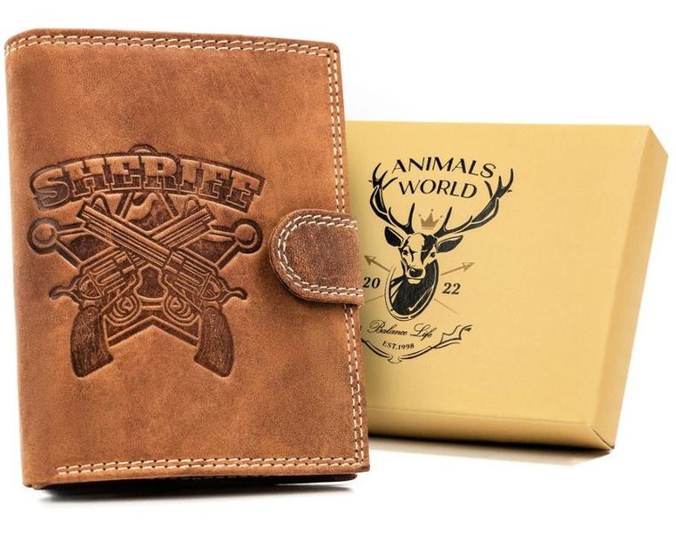 Portfel, brązowy, skórzany, Always Wild