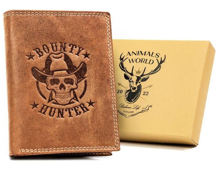 Portfel, brązowy, skórzany, Always Wild