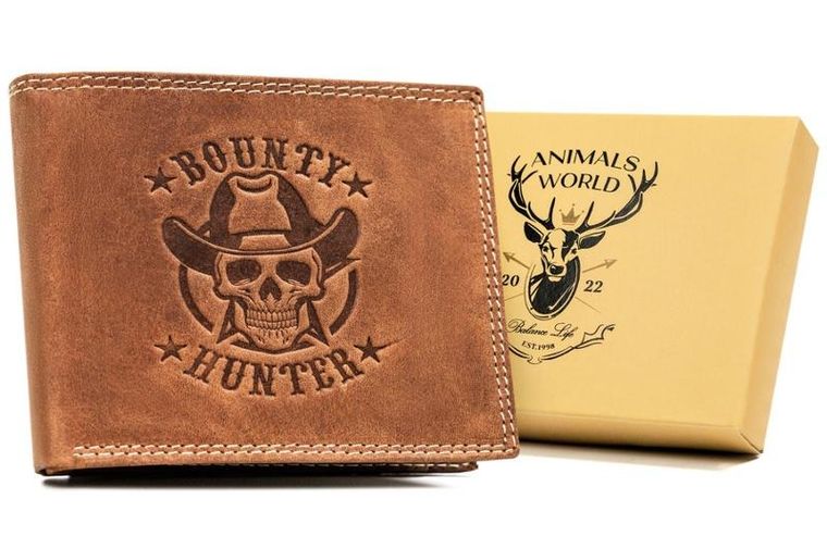 Portfel, brązowy, skórzany, Always Wild