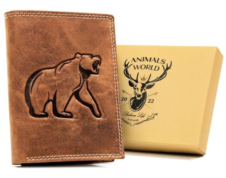 Portfel, brązowy, skórzany, Always Wild