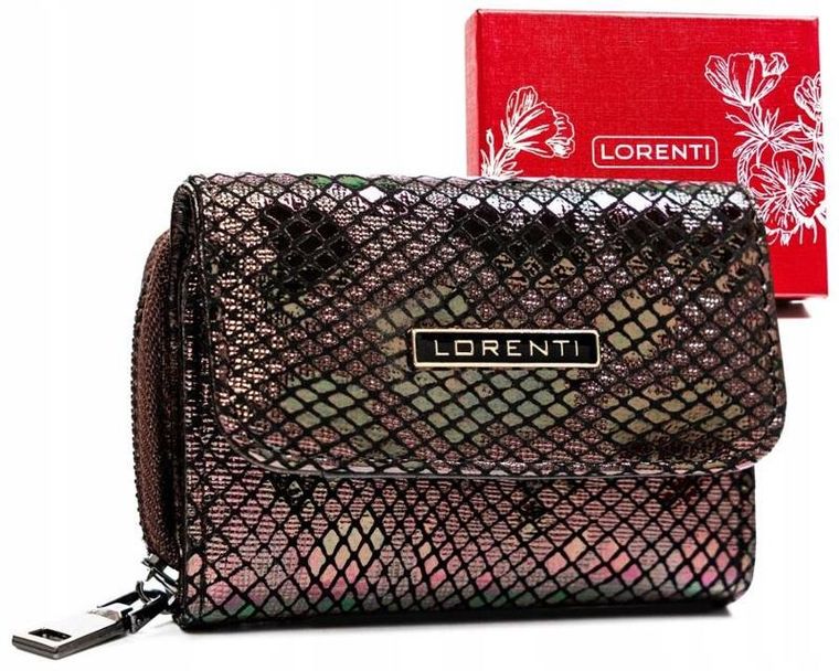 Portfel, brązowy, skórzany, Lorenti