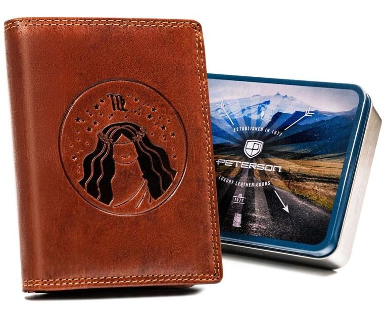 Portfel, brązowy, skórzany, panna, Peterson