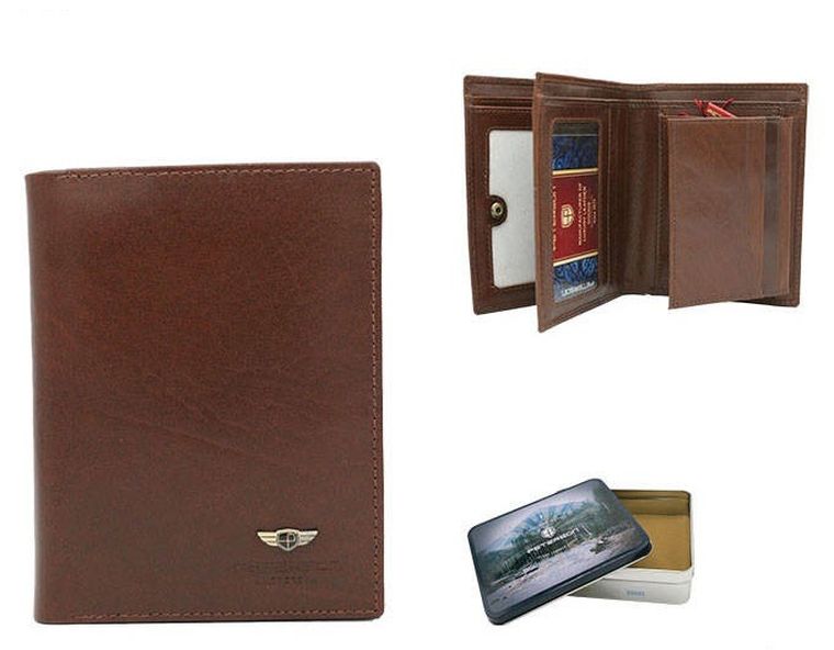 Portfel, brązowy, skórzany, Peterson