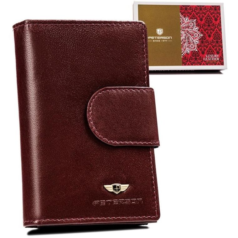 Portfel, brązowy, skórzany, Peterson